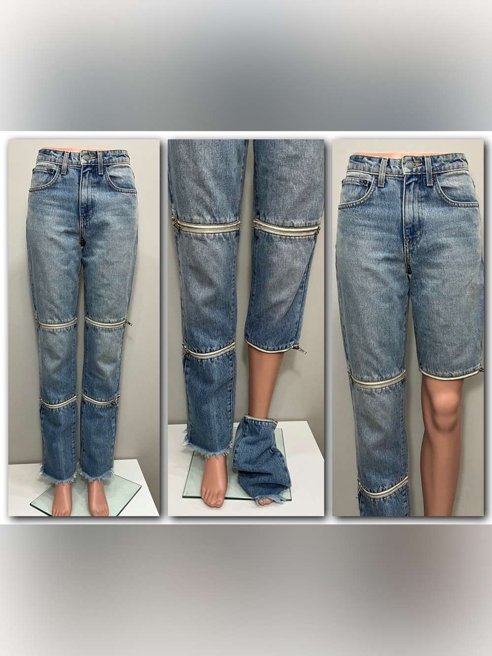 CARMAR Light Wash Convertible Zip-Off Straight Leg Jeans Size 24 Y2K Utility